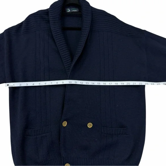 VTG St. Michael Sea & Breeze Italy Wool Blend Cardigan Sweater Navy Blue L - Picture 9 of 12